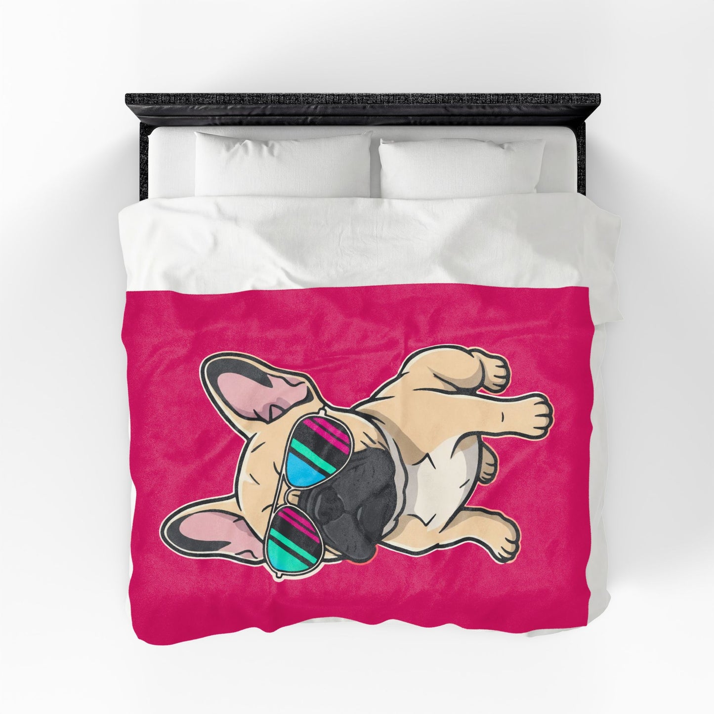 French Bulldog with Sunglasses - Plush Blanket