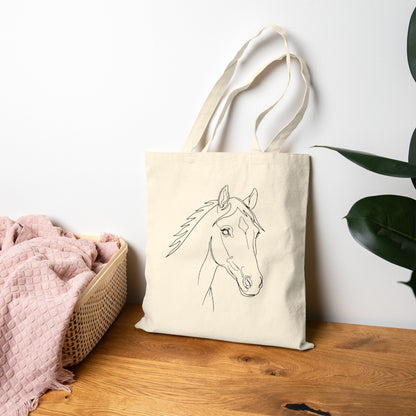 Horse Portrait Sketch - Canvas Tote Bag