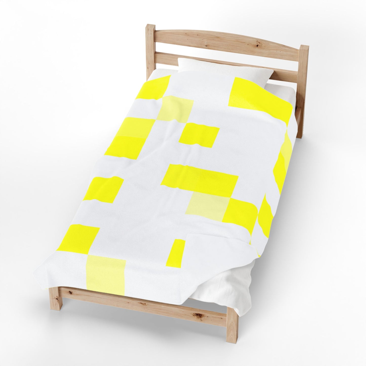 Yellow Pixel Grid - Plush Blanket