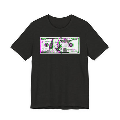 100 Dollars Bill - Green/Magenta Glitch - T-Shirt