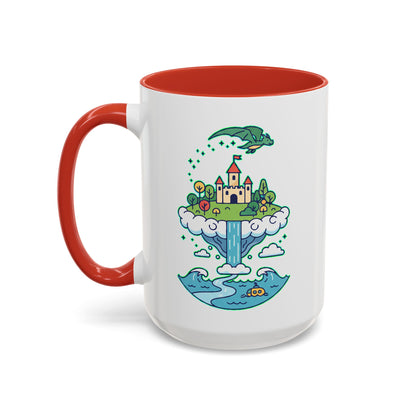 Floating Castle Dragon - Magical Fantasy Island - Color Accent Mug