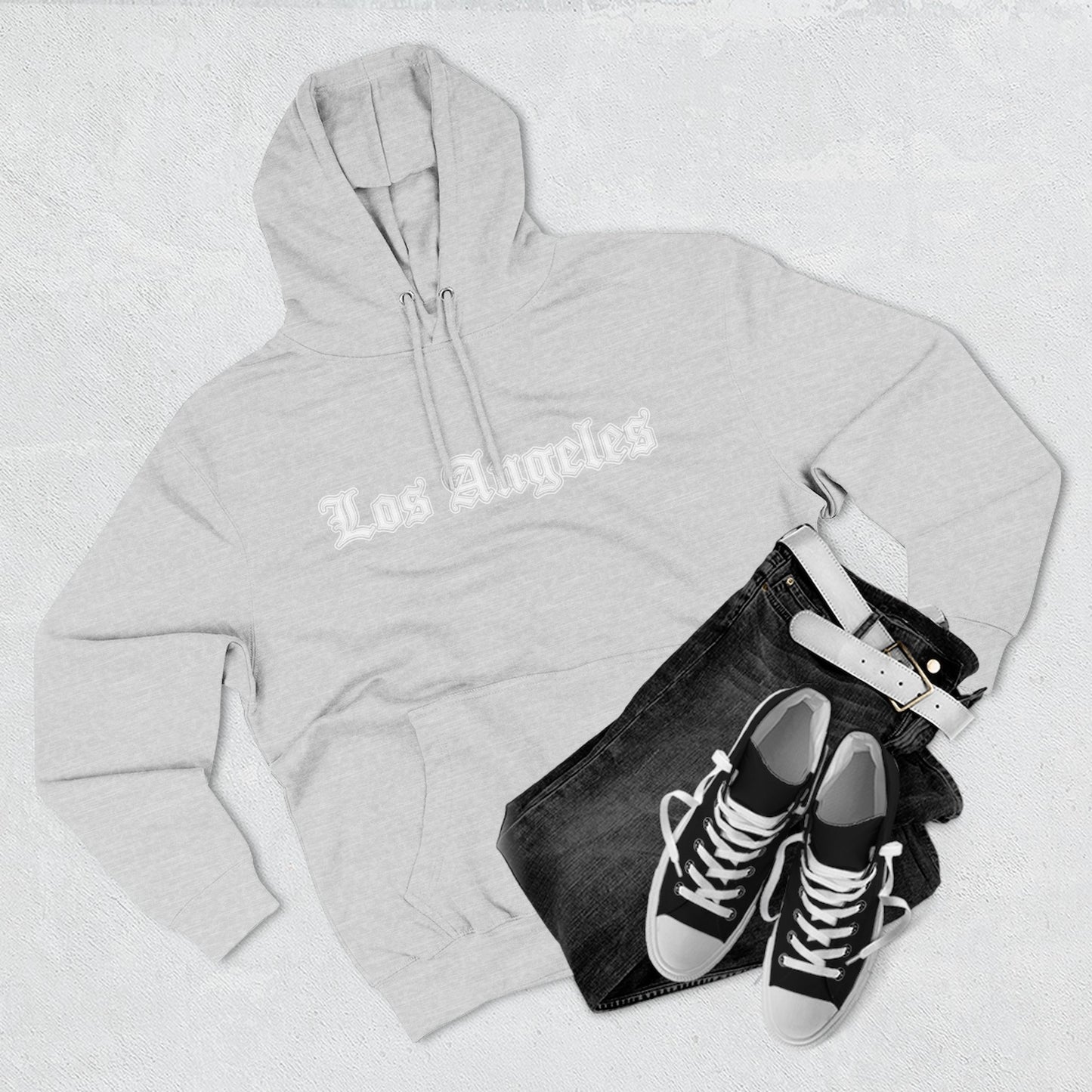 Los Angeles Three-Panel Fleece Hoodie, Cozy Sweatshirt, Streetwear Apparel, Gift for Her/Him, Casual Style, Travel Hoodie