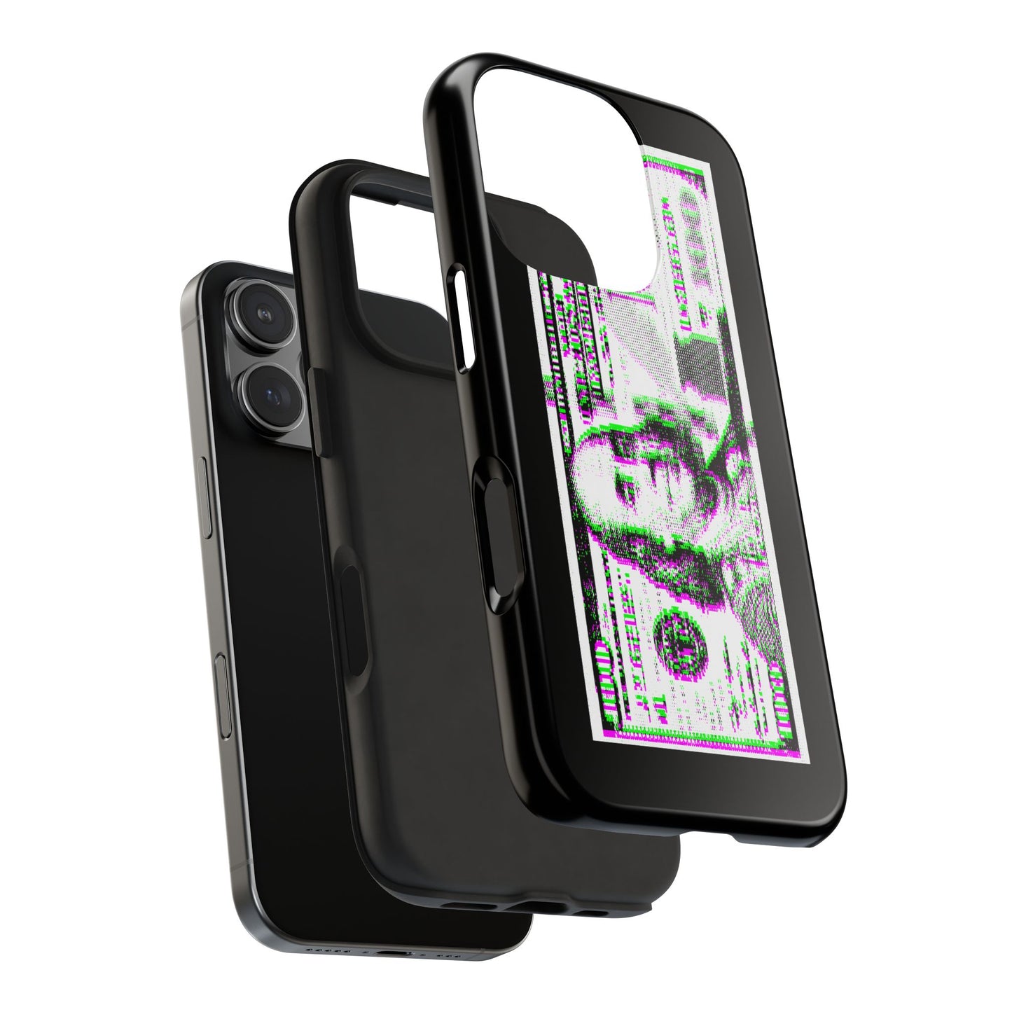 100 Dollars Bill - Green/Magenta Glitch - Phone Case