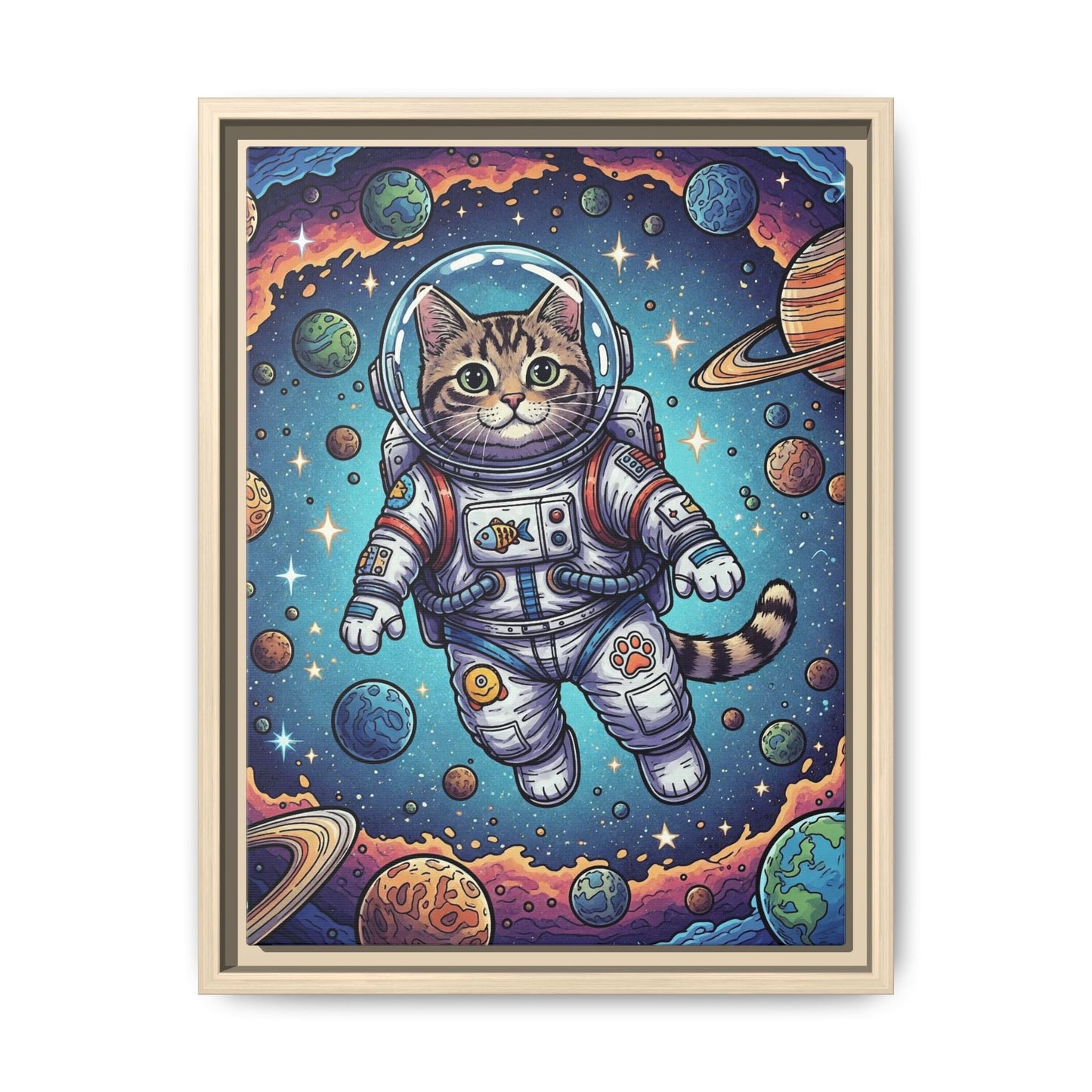 Astronaut Cat - Framed Canvas