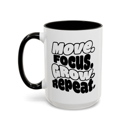 Move. Focus. Grow. Repeat. - Colorful Mug