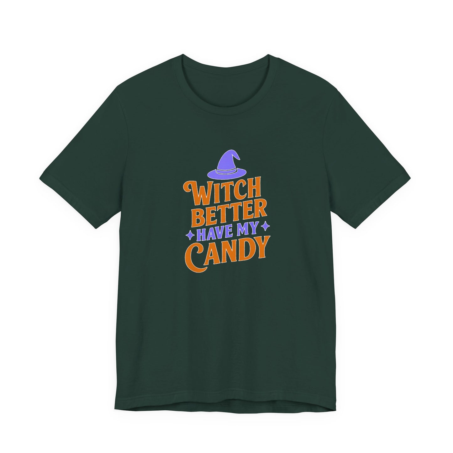 Halloween Witch Candy Tee, Funny Halloween Shirt, Unisex Halloween T-Shirt, Casual Fall Apparel, Trick or Treat Outfit