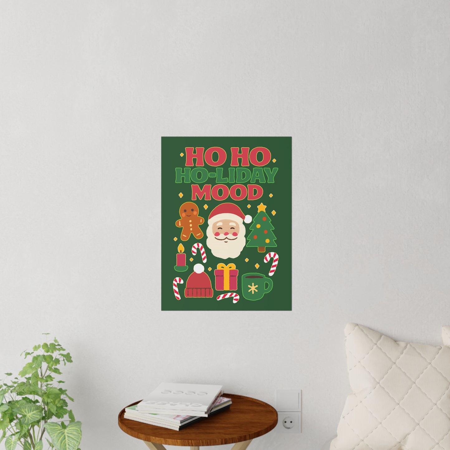 Festive Wall Decals, Ho Ho Ho-liday Mood Decor for Christmas, Holiday Party, Kids Room, Winter Decor, Seasonal Wall Art