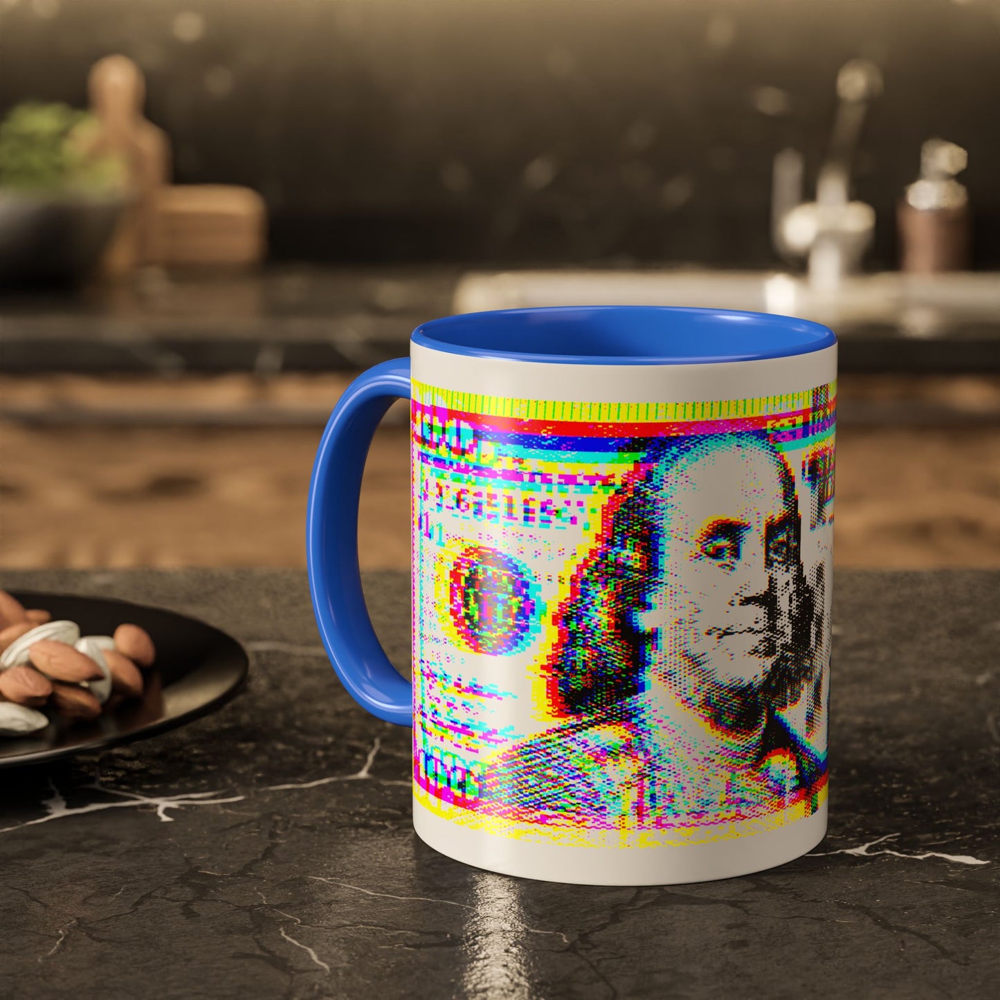 100 Dollars Bill - Neon Color Explosion - Color Accent Mug