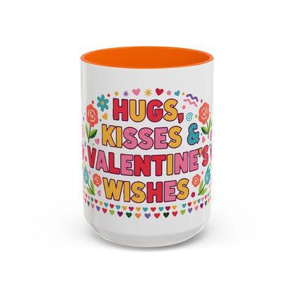 Hugs, Kisses & Valentine’s Wishes - Color Accent Mug