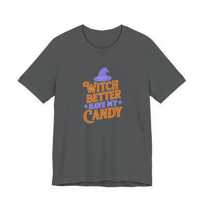 Halloween Witch Candy Tee, Funny Halloween Shirt, Unisex Halloween T-Shirt, Casual Fall Apparel, Trick or Treat Outfit