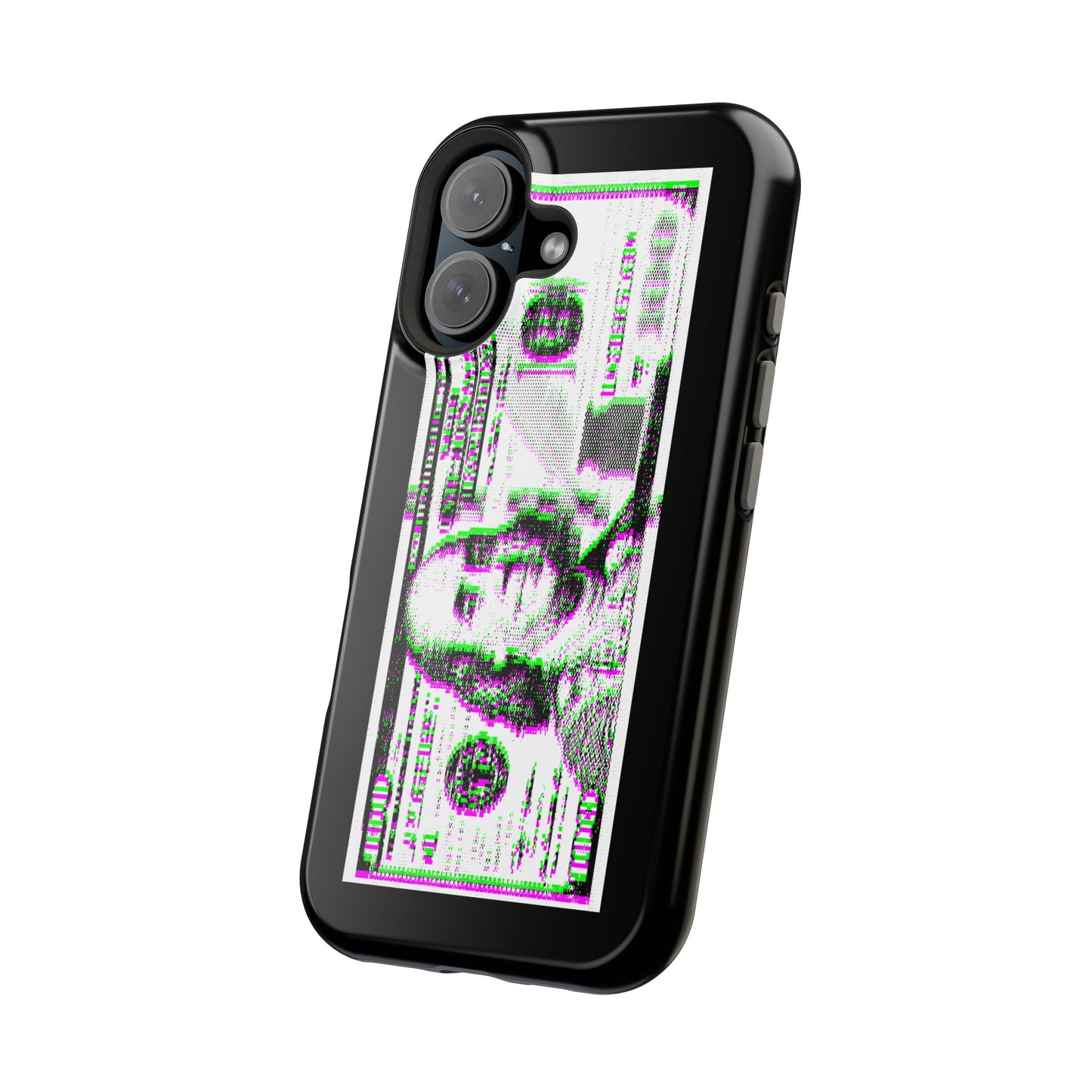 100 Dollars Bill - Green/Magenta Glitch - Magnetic Phone Case