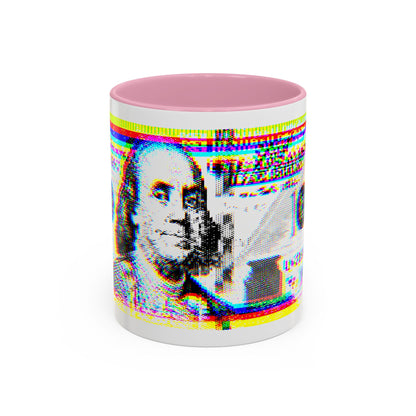100 Dollars Bill - Neon Color Explosion - Color Accent Mug
