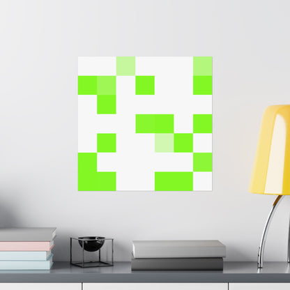 Lime Green Pixel Grid - Poster