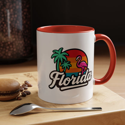 Florida Sunset Palm - Color Accent Mug