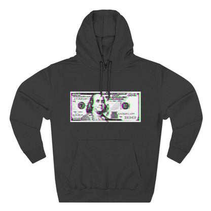 100 Dollars Bill - Green/Magenta Glitch - Hoodie