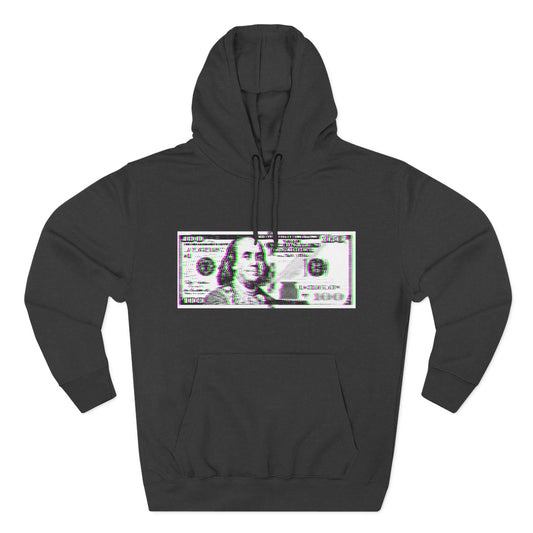 100 Dollars Bill - Green/Magenta Glitch - Hoodie