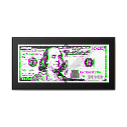 100 Dollars Bill - Green/Magenta Glitch - Framed Canvas