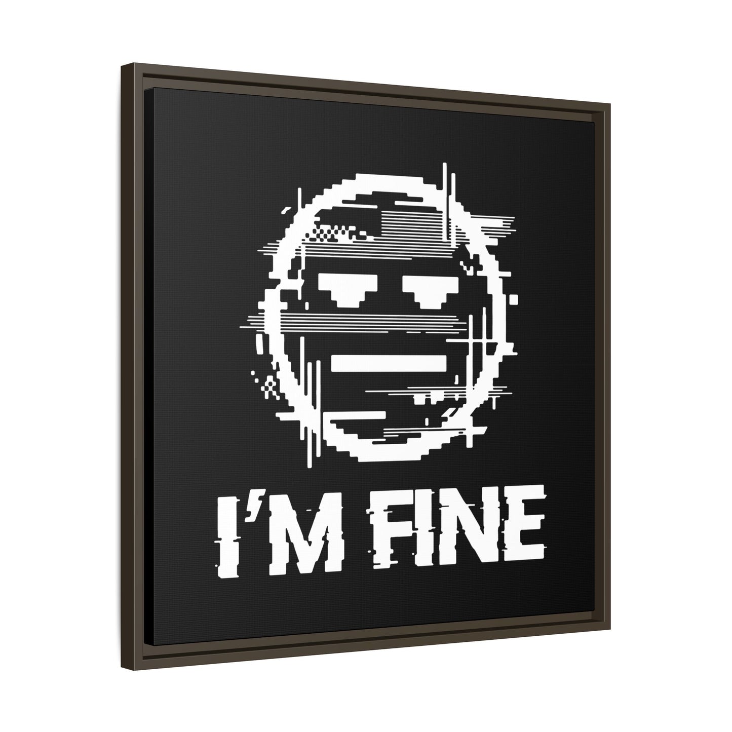 I’m Fine Glitched Smiley - Framed Canvas