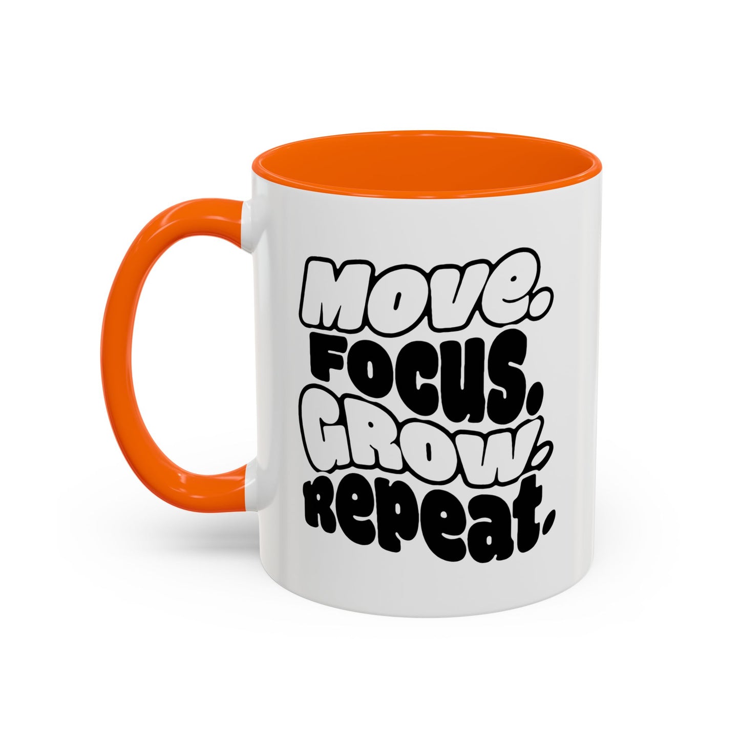 Move. Focus. Grow. Repeat. - Color Accent Mug
