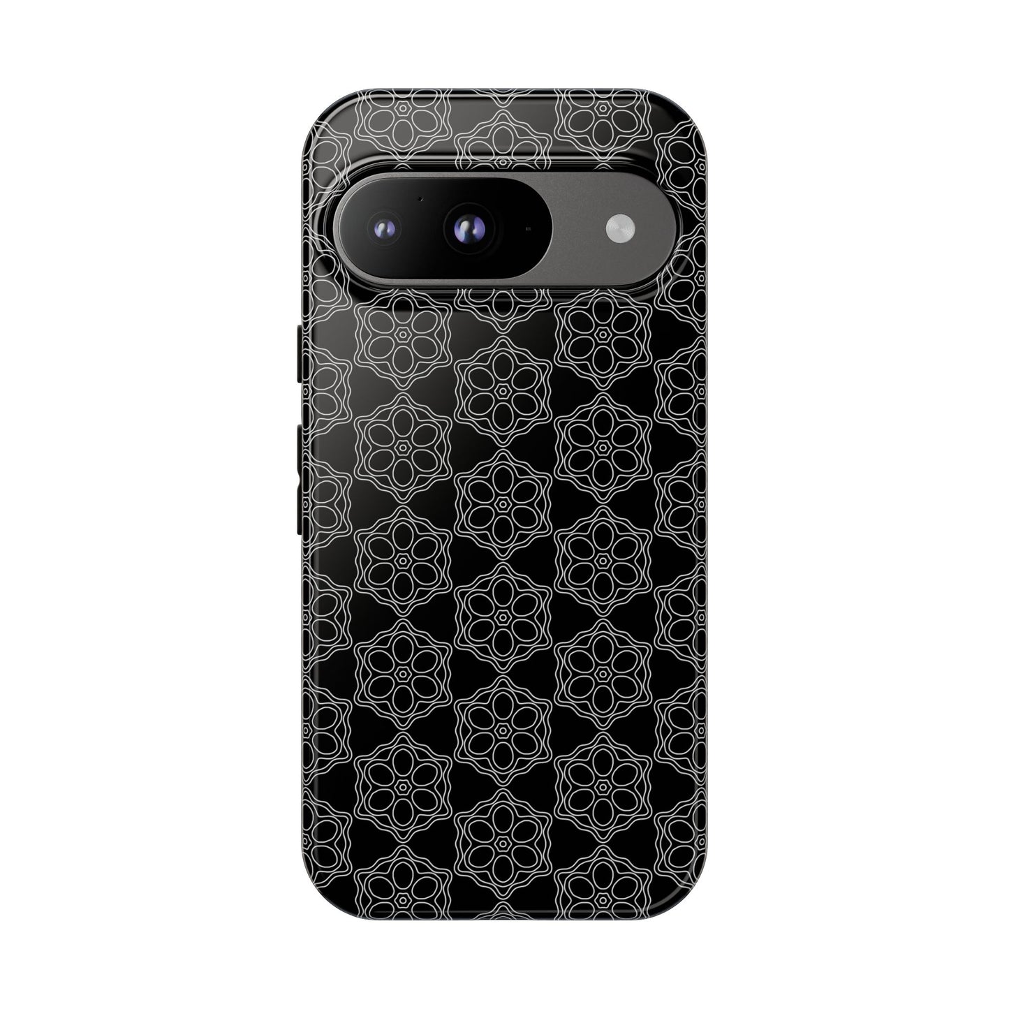 Geometric Pattern Phone Case, Dark Floral Case for Tough Protection, Stylish Smartphone Accessory, Gift for Tech Lovers, Trendy Mobile Cover