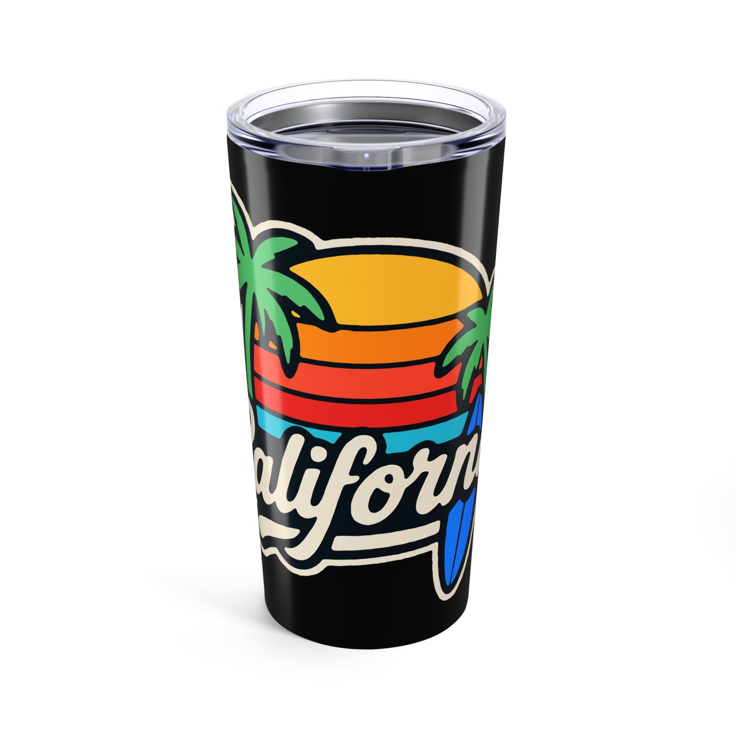 California Sunset Travel Mug, Stainless Steel Coffee Cup, Summer Vibe Drinkware, Beach Lover Gift, Travel Accessory, Tropical Mug