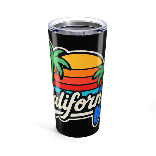 California Sunset Travel Mug, Stainless Steel Coffee Cup, Summer Vibe Drinkware, Beach Lover Gift, Travel Accessory, Tropical Mug