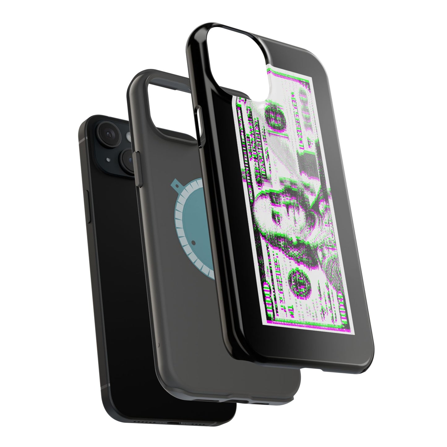 100 Dollars Bill - Green/Magenta Glitch - Magnetic Phone Case