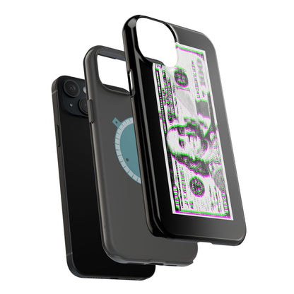 100 Dollars Bill - Green/Magenta Glitch - Magnetic Phone Case