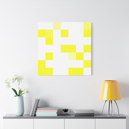 Yellow Pixel Grid - Canvas