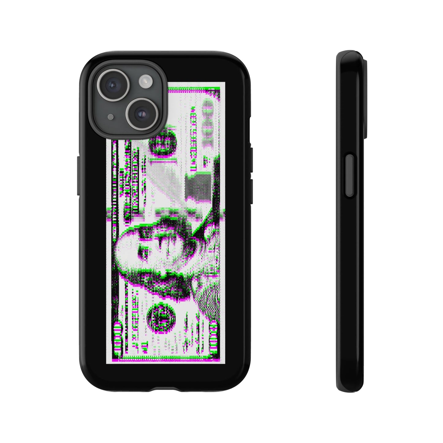 100 Dollars Bill - Green/Magenta Glitch - Phone Case