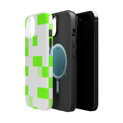 Lime Green Pixel Grid - Magnetic Phone Case