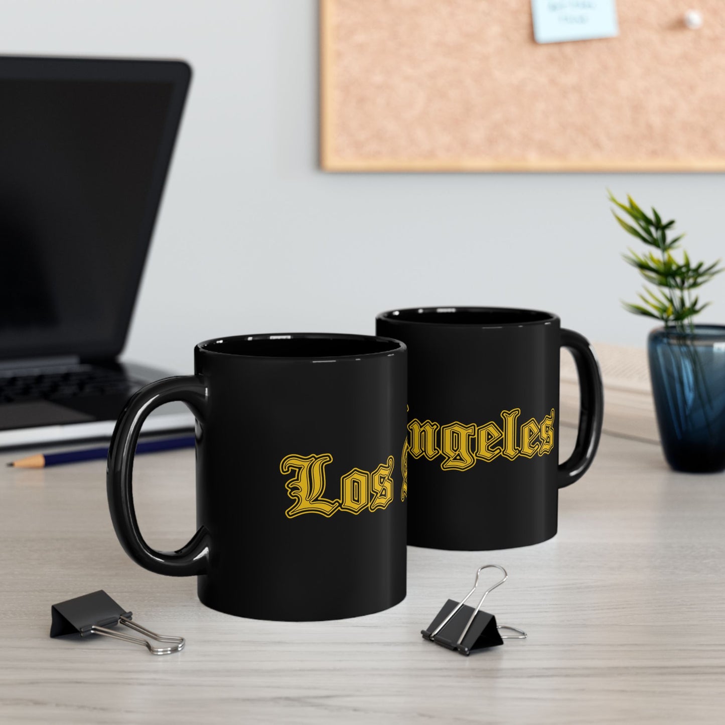 Los Angeles Black Mug - Bold Design, Coffee Lover Gift, Tea Cup, Birthday Present, Urban Home Decor - Golden Edition