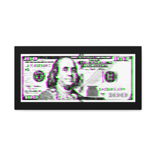 100 Dollars Bill - Green/Magenta Glitch - Canvas