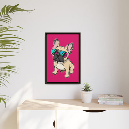French Bulldog with Sunglasses - Framed Canvas