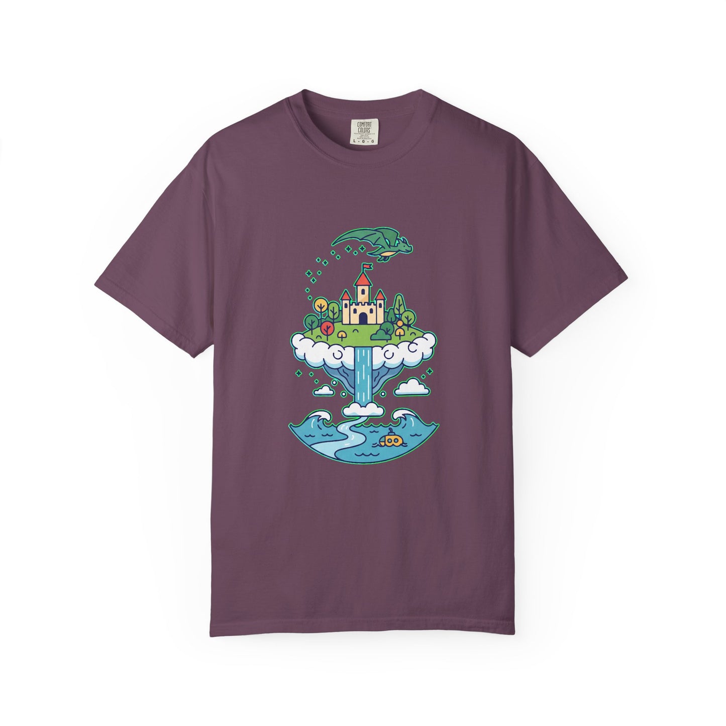 Floating Castle Dragon - Magical Fantasy Island - T-Shirt