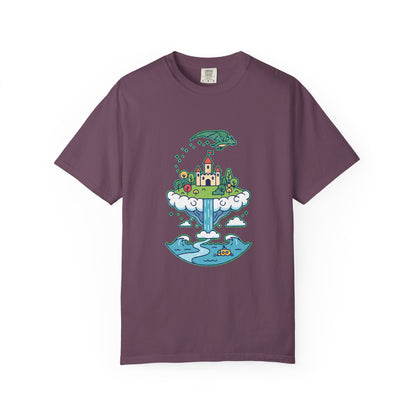 Floating Castle Dragon - Magical Fantasy Island - T-Shirt