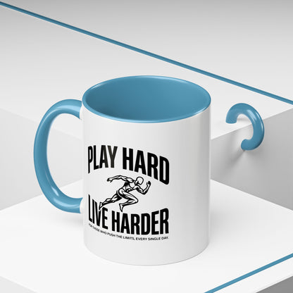 Play Hard / Live Harder - Color Accent Mug