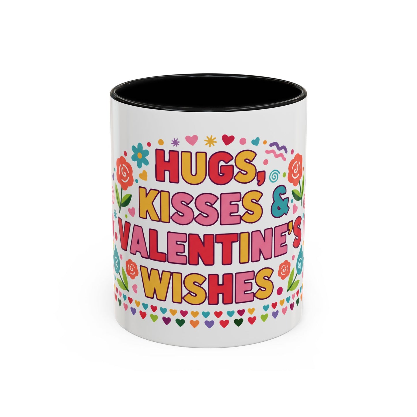 Hugs, Kisses & Valentine’s Wishes - Color Accent Mug