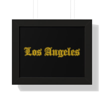 Los Angeles Framed Poster, Urban Wall Art for Home Decor, Cityscape Gift, Interior Design Accent, Modern Typography Decor - Golden Edition