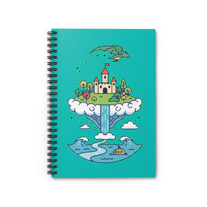 Floating Castle Dragon - Magical Fantasy Island - Spiral Notebook
