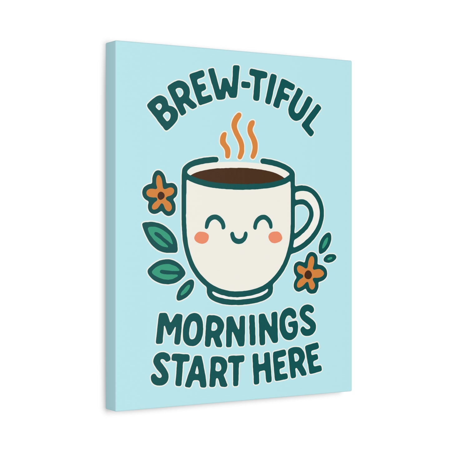 Canvas Wall Art, Brew-tiful Mornings Wall Decor, Coffee Lovers Gift, Kitchen Decoration, Cozy Home Art, Cute Canvas Print
