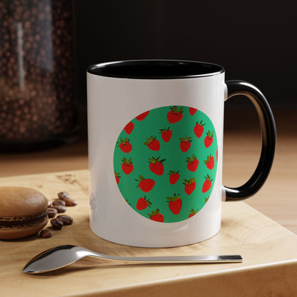 Strawberry Pattern - Color Accent Mug