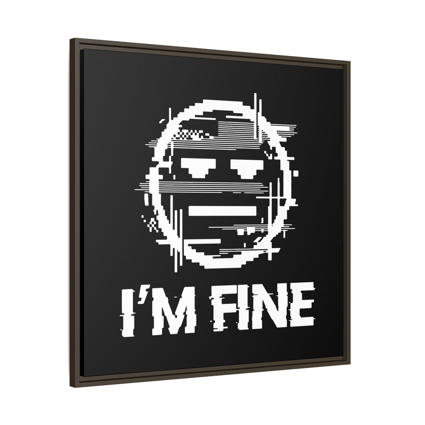 I’m Fine Glitched Smiley - Framed Canvas