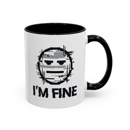 I’m Fine Glitched Smiley - Color Accent Mug