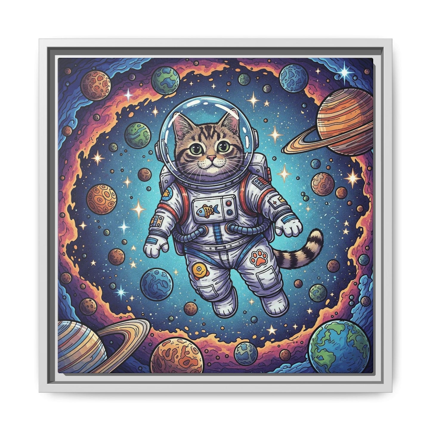Astronaut Cat - Framed Canvas