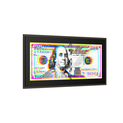 100 Dollars Bill - Neon Color Explosion - Framed Canvas