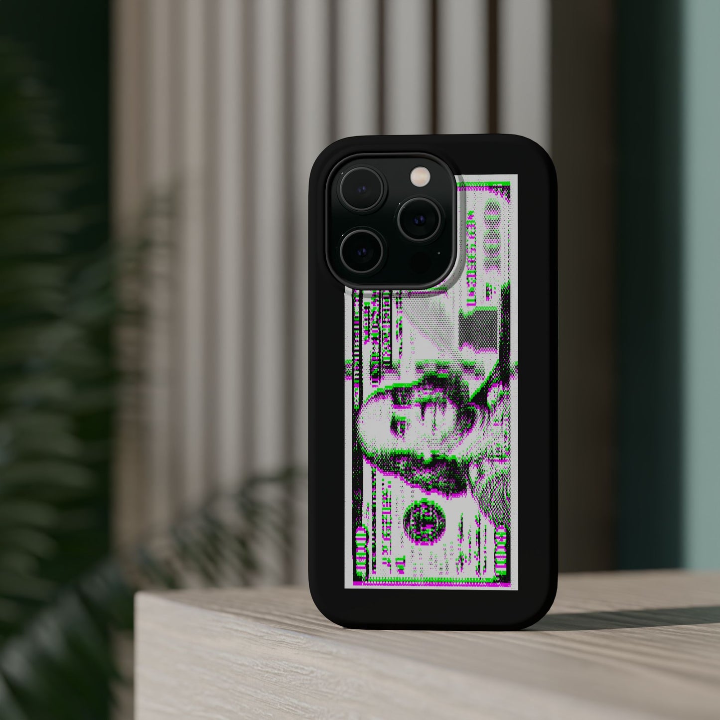 100 Dollars Bill - Green/Magenta Glitch - Magnetic Phone Case