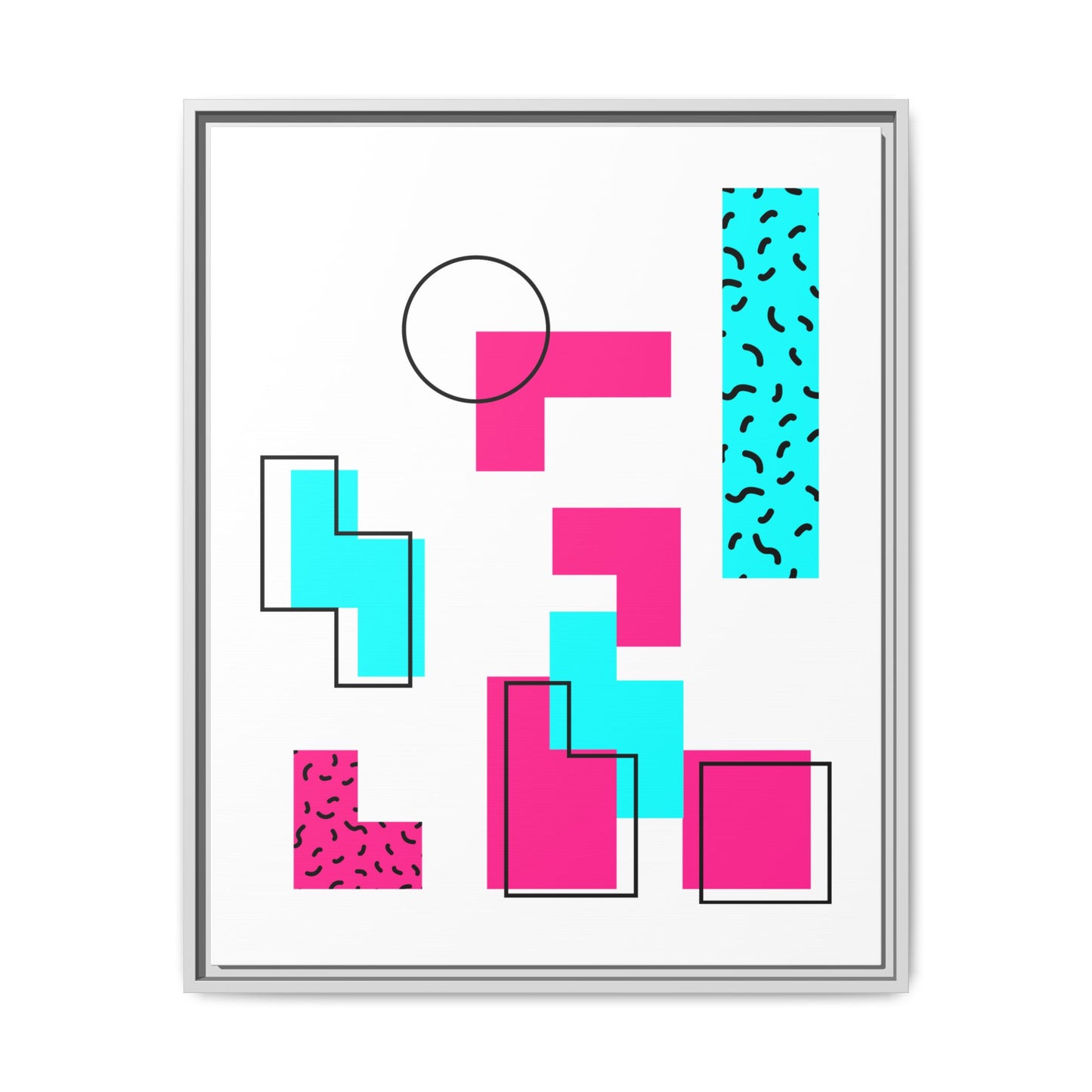 Retro Geometric Vibes - Framed Canvas