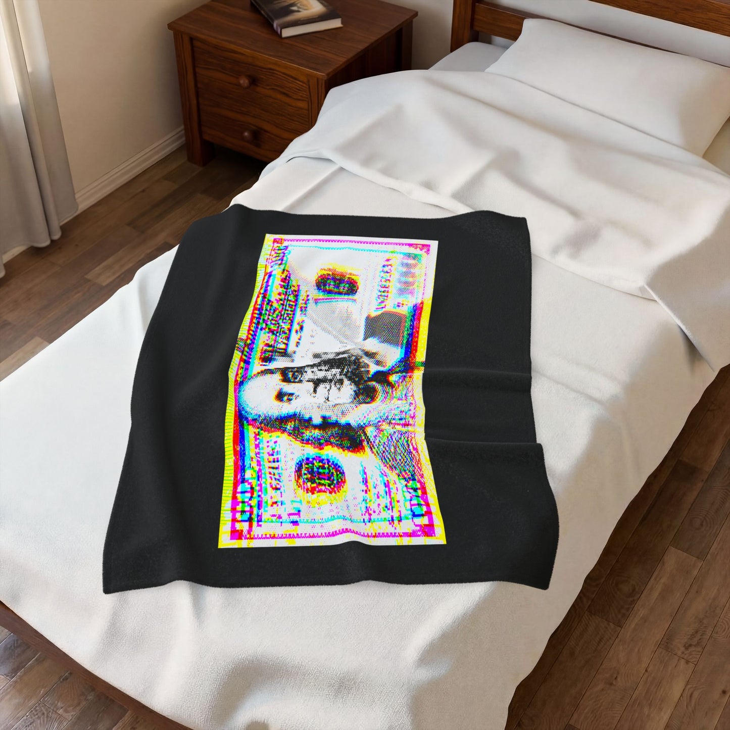 100 Dollars Bill - Neon Color Explosion - Plush Blanket