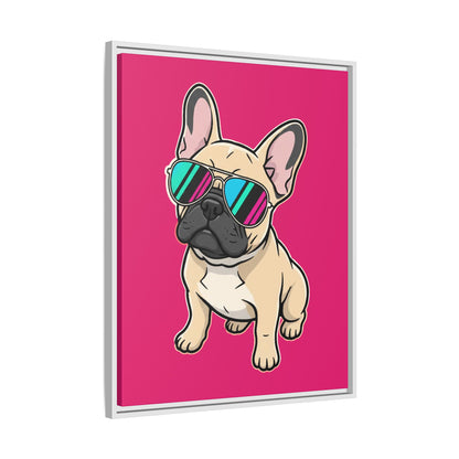French Bulldog with Sunglasses - Framed Canvas
